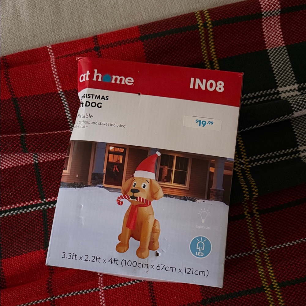 Inflatable Christmas Dog Decoration - Red and Brown